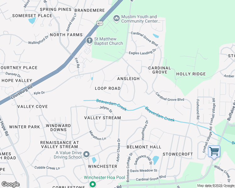 map of restaurants, bars, coffee shops, grocery stores, and more near 4800 Silverdene Street in Raleigh