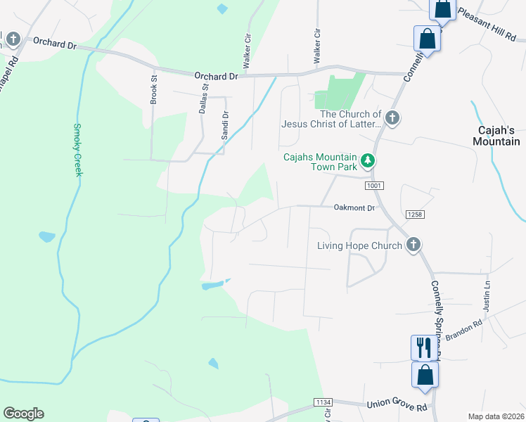 map of restaurants, bars, coffee shops, grocery stores, and more near 1656 Oakmont Drive in Lenoir