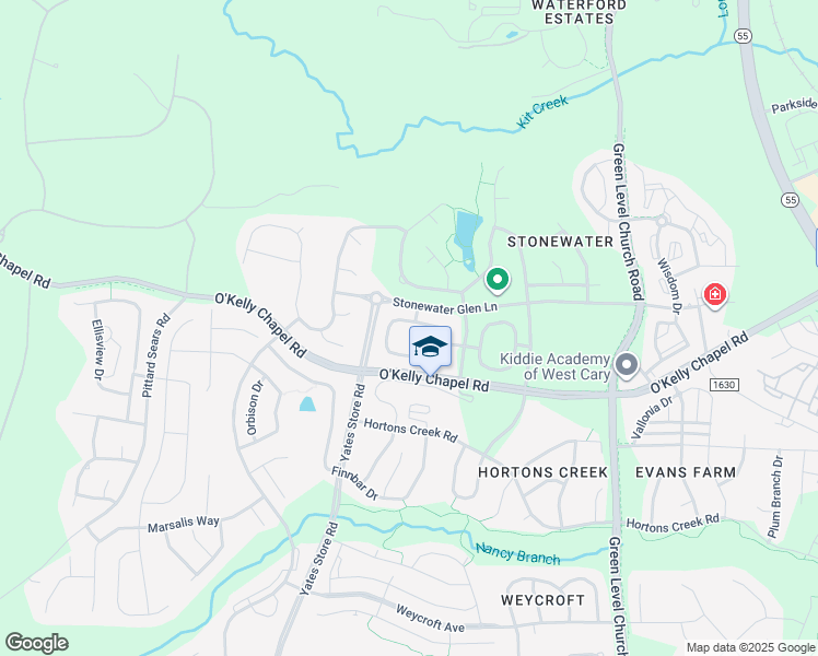 map of restaurants, bars, coffee shops, grocery stores, and more near 719 Windy Peak Loop in Cary