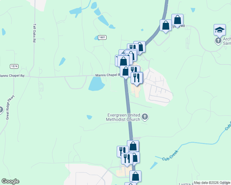 map of restaurants, bars, coffee shops, grocery stores, and more near 103 Cedar Village Road in Chapel Hill