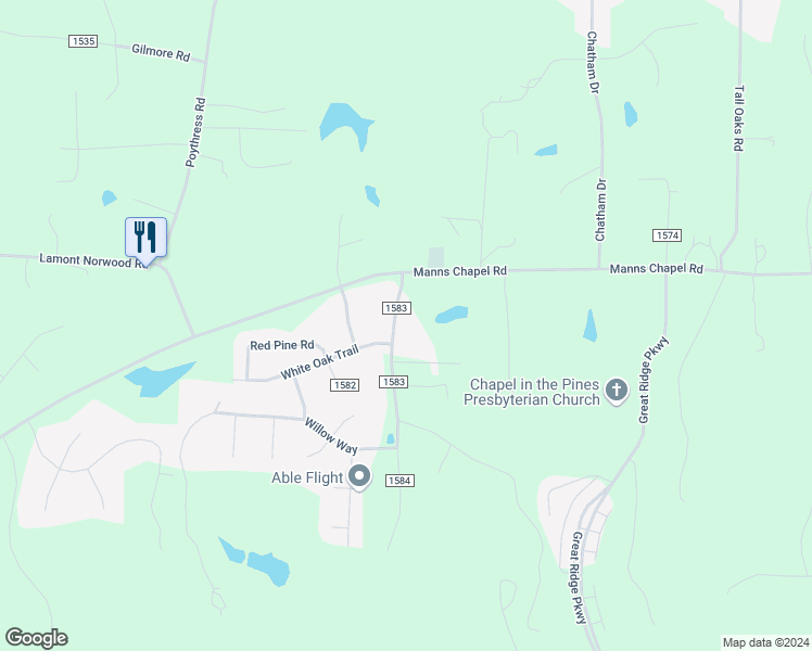 map of restaurants, bars, coffee shops, grocery stores, and more near 117 Dollar Road in Chapel Hill