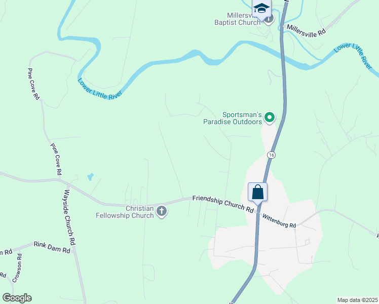 map of restaurants, bars, coffee shops, grocery stores, and more near Friendship Church Road in Alexander County