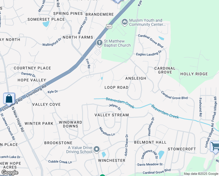 map of restaurants, bars, coffee shops, grocery stores, and more near 4829 Leven Lane in Raleigh
