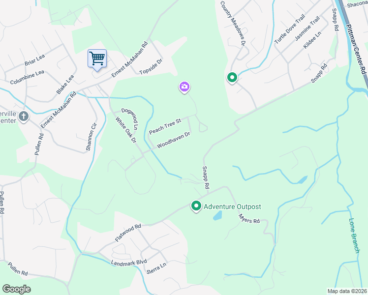 map of restaurants, bars, coffee shops, grocery stores, and more near 1517 Woodhaven Drive in Sevierville