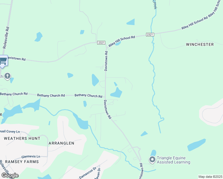map of restaurants, bars, coffee shops, grocery stores, and more near 2308 Davistown Road in Wendell