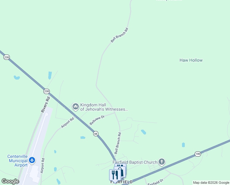 map of restaurants, bars, coffee shops, grocery stores, and more near 4174 Bell Branch Road in Nunnelly