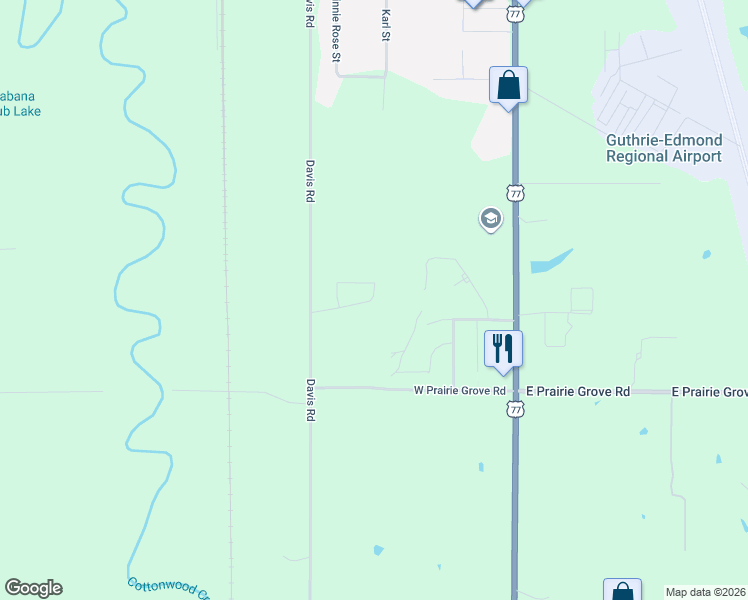 map of restaurants, bars, coffee shops, grocery stores, and more near 312 Penny Circle in Guthrie