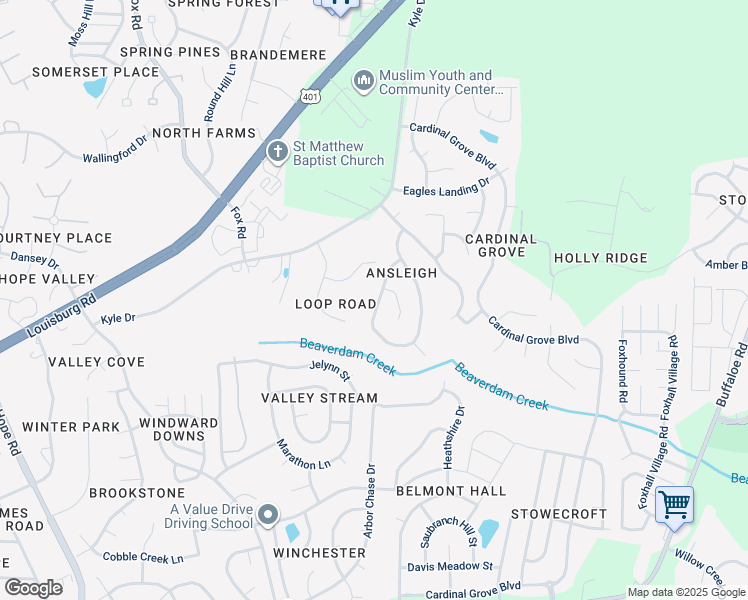 map of restaurants, bars, coffee shops, grocery stores, and more near 4712 Silverdene Street in Raleigh