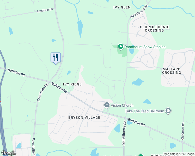 map of restaurants, bars, coffee shops, grocery stores, and more near 3937 Mount Moran Road in Wake County