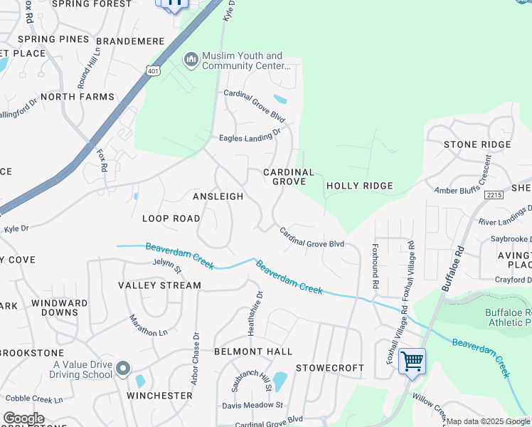 map of restaurants, bars, coffee shops, grocery stores, and more near 5016 Cardinal Grove Boulevard in Raleigh