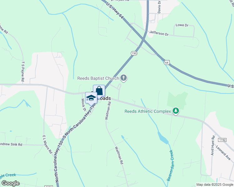 map of restaurants, bars, coffee shops, grocery stores, and more near 191 Reeds Baptist Church Road in Lexington