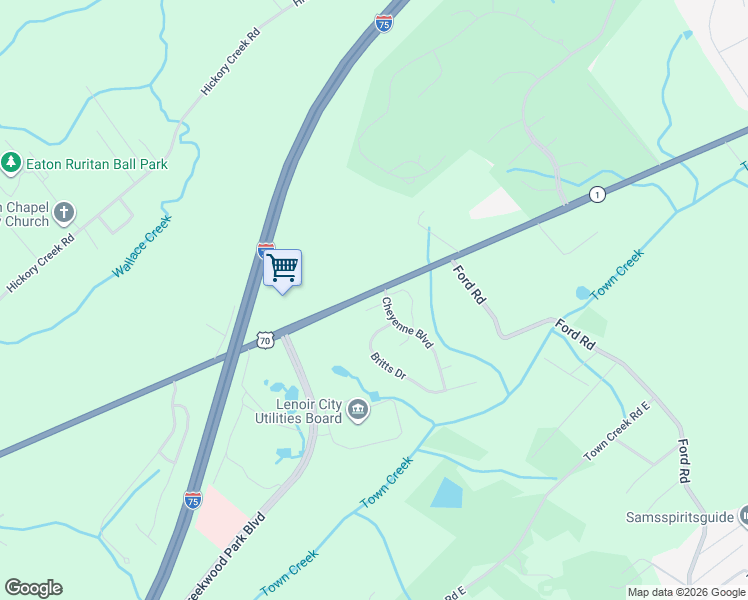 map of restaurants, bars, coffee shops, grocery stores, and more near 294 Zane Lane in Lenoir City