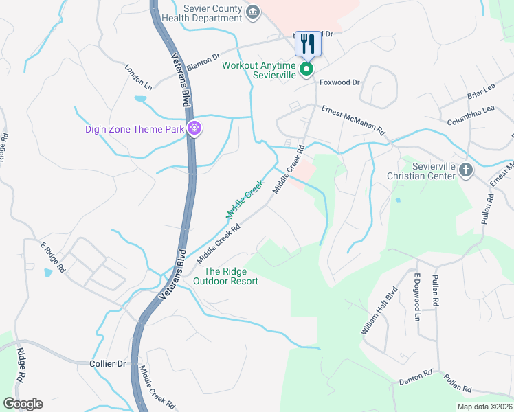 map of restaurants, bars, coffee shops, grocery stores, and more near in Sevierville