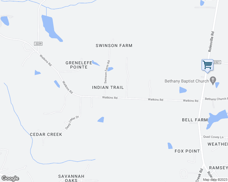 map of restaurants, bars, coffee shops, grocery stores, and more near 5913 Watkins Road in Wendell