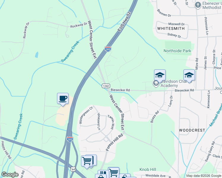 map of restaurants, bars, coffee shops, grocery stores, and more near 1049 West Center Street Extension in Lexington