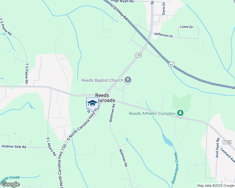 map of restaurants, bars, coffee shops, grocery stores, and more near Reeds Baptist Church Road in Lexington