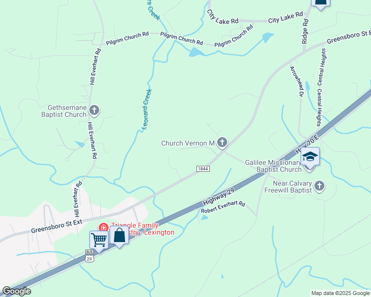 map of restaurants, bars, coffee shops, grocery stores, and more near Bivens Lane in Lexington