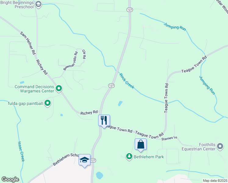 map of restaurants, bars, coffee shops, grocery stores, and more near 7205 North Carolina 127 in Taylorsville