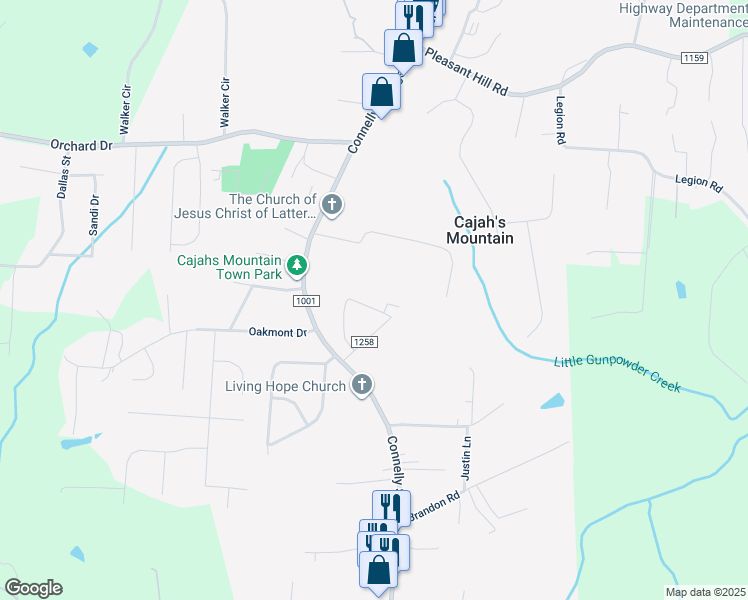map of restaurants, bars, coffee shops, grocery stores, and more near 1528 Catawba Terrace in Lenoir