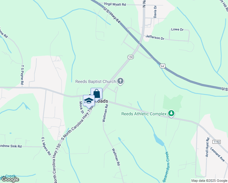 map of restaurants, bars, coffee shops, grocery stores, and more near Reeds Baptist Church Road in Lexington