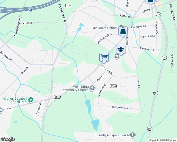 map of restaurants, bars, coffee shops, grocery stores, and more near 45 Ranchor Drive in Thomasville