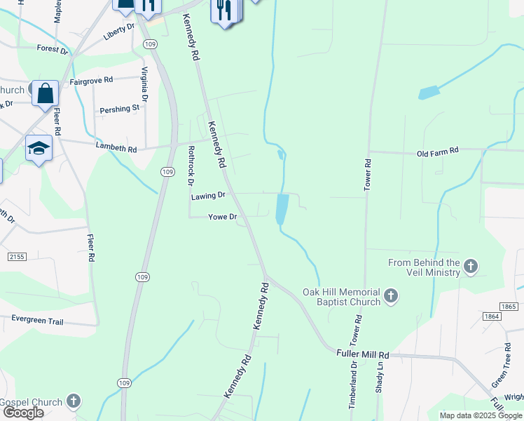 map of restaurants, bars, coffee shops, grocery stores, and more near 314 Huckleberry Drive in Thomasville