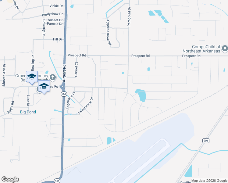 map of restaurants, bars, coffee shops, grocery stores, and more near 346 Wolf Grove Lane in Jonesboro
