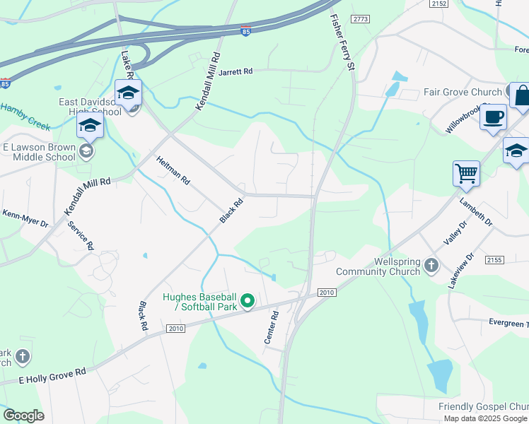 map of restaurants, bars, coffee shops, grocery stores, and more near 1112 Forest Lane in Thomasville