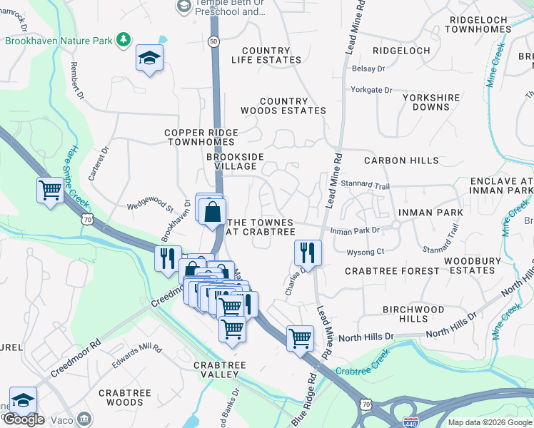 map of restaurants, bars, coffee shops, grocery stores, and more near 4707 Mifflin Street in Raleigh