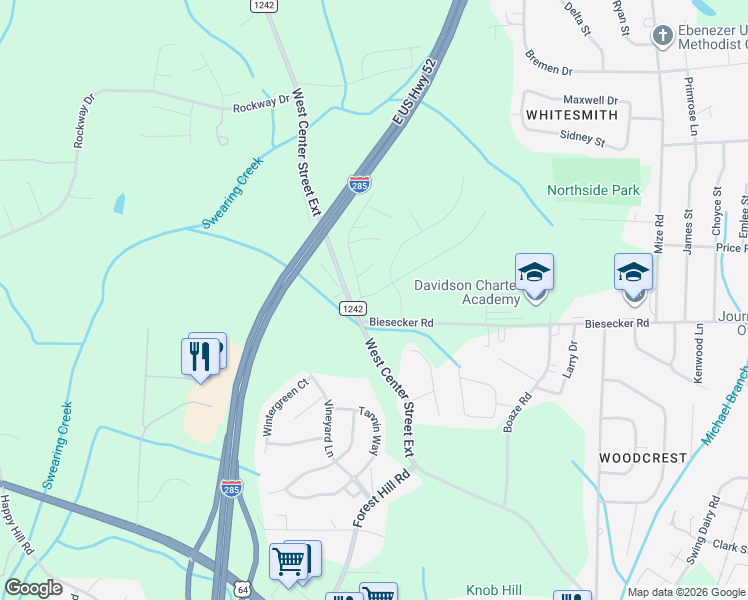 map of restaurants, bars, coffee shops, grocery stores, and more near 1049 West Center Street Extension in Lexington