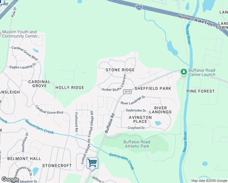 map of restaurants, bars, coffee shops, grocery stores, and more near 6224 Amber Bluffs Crescent in Raleigh