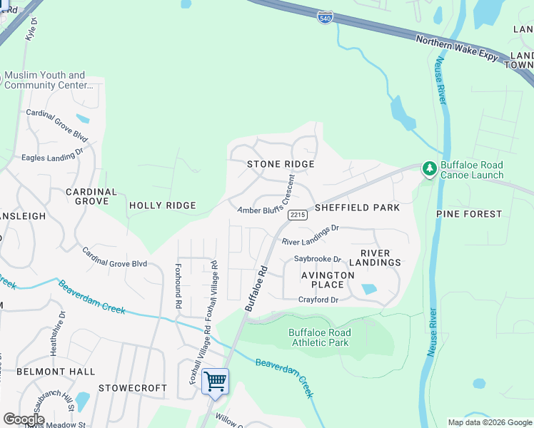 map of restaurants, bars, coffee shops, grocery stores, and more near 6224 Amber Bluffs Crescent in Raleigh