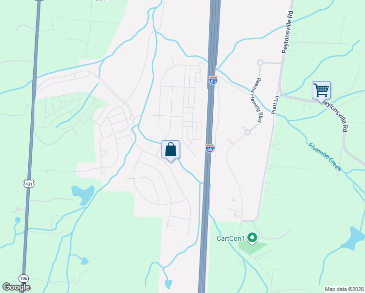 map of restaurants, bars, coffee shops, grocery stores, and more near 2019 Canyon Echo Drive in Franklin