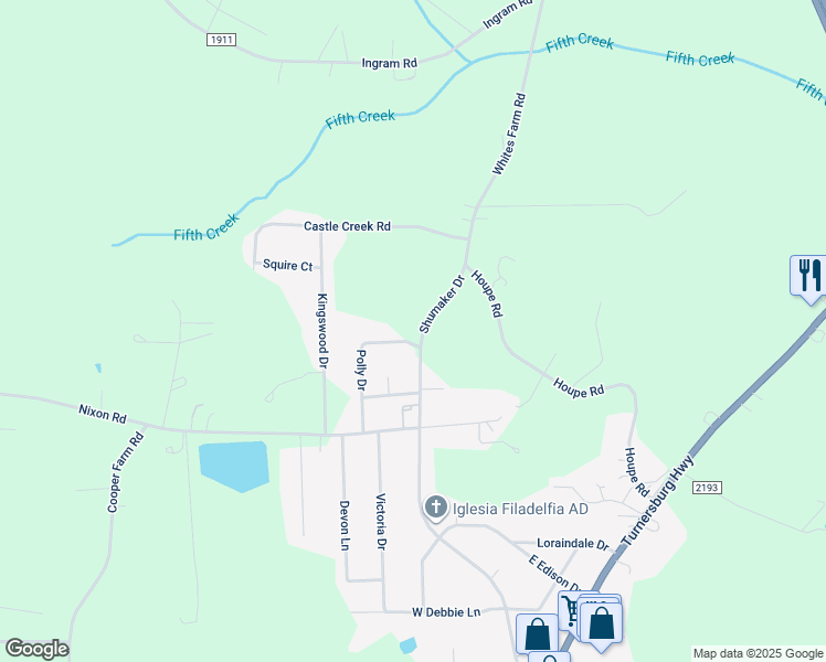 map of restaurants, bars, coffee shops, grocery stores, and more near 323 Shumaker Drive in Statesville