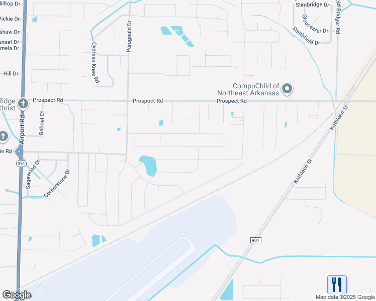 map of restaurants, bars, coffee shops, grocery stores, and more near 417 Wildwood Point in Jonesboro