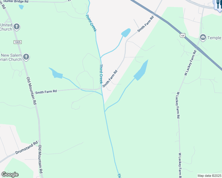 map of restaurants, bars, coffee shops, grocery stores, and more near Smith Farm Road in Alexander County