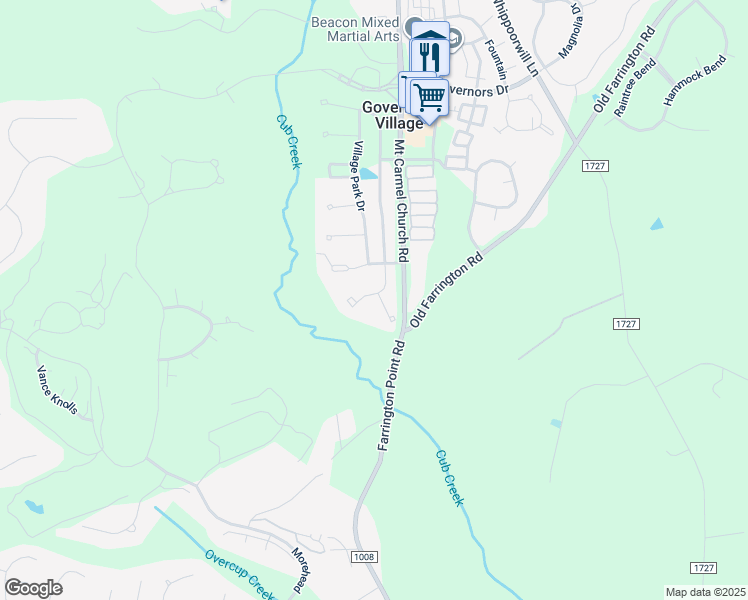 map of restaurants, bars, coffee shops, grocery stores, and more near 30163 Pharr in Chapel Hill