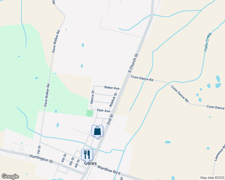 map of restaurants, bars, coffee shops, grocery stores, and more near 79 Baker Avenue in Gates