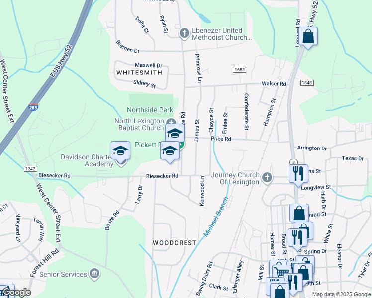 map of restaurants, bars, coffee shops, grocery stores, and more near 1120 Mize Road in Lexington