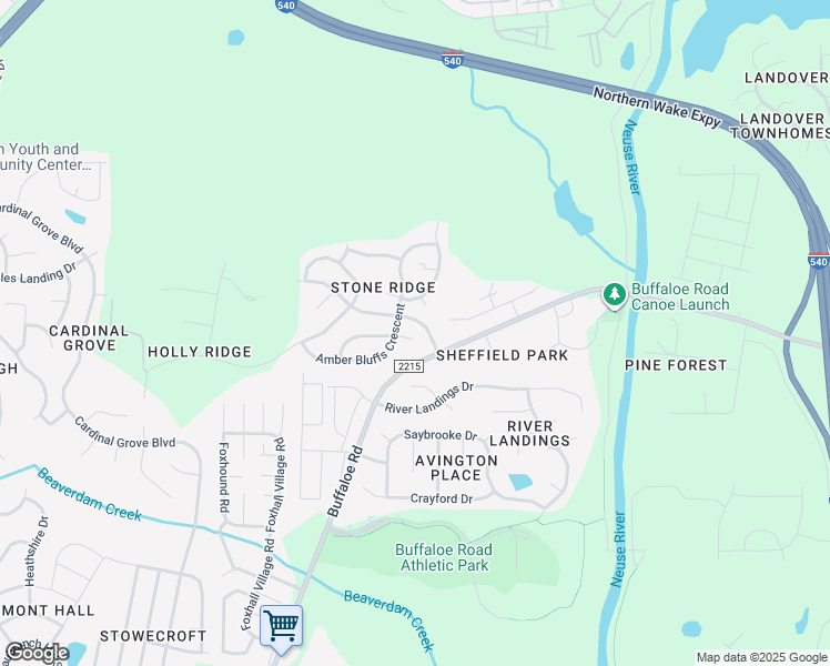 map of restaurants, bars, coffee shops, grocery stores, and more near 5409 Glass Ridge Road in Raleigh