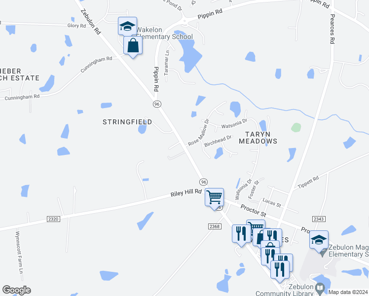 map of restaurants, bars, coffee shops, grocery stores, and more near 1914 Zebulon Road in Zebulon