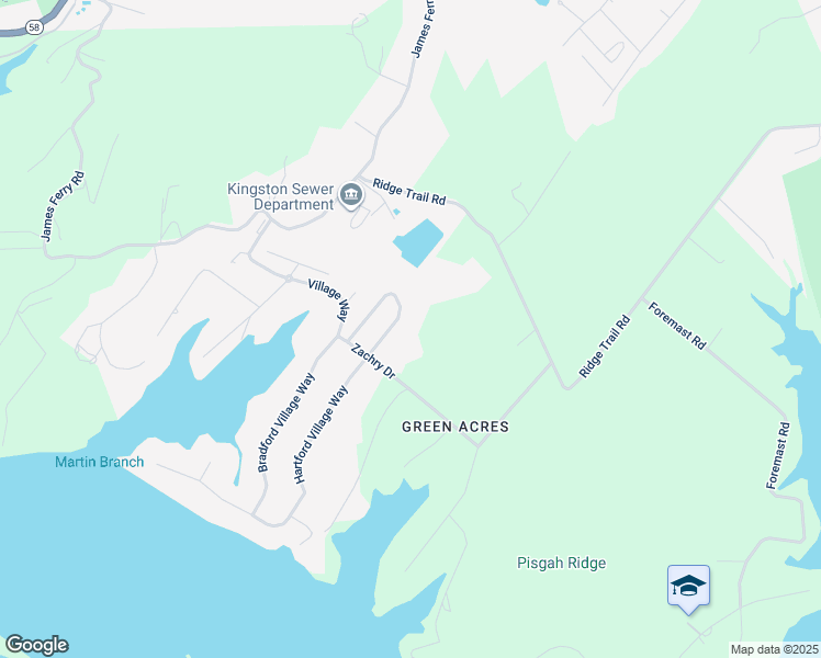 map of restaurants, bars, coffee shops, grocery stores, and more near 104 Zachry Dr in Kingston