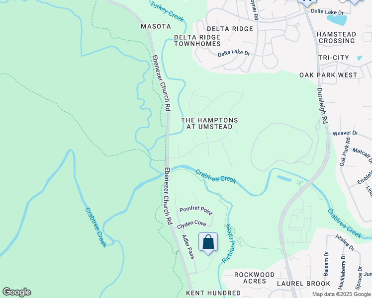 map of restaurants, bars, coffee shops, grocery stores, and more near 5100 Gansett Lane in Raleigh