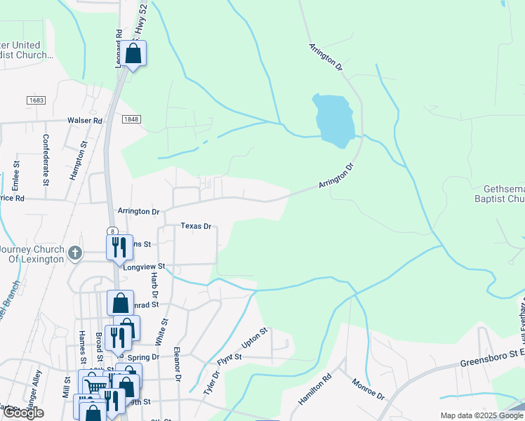 map of restaurants, bars, coffee shops, grocery stores, and more near 706 Arrington Drive in Lexington