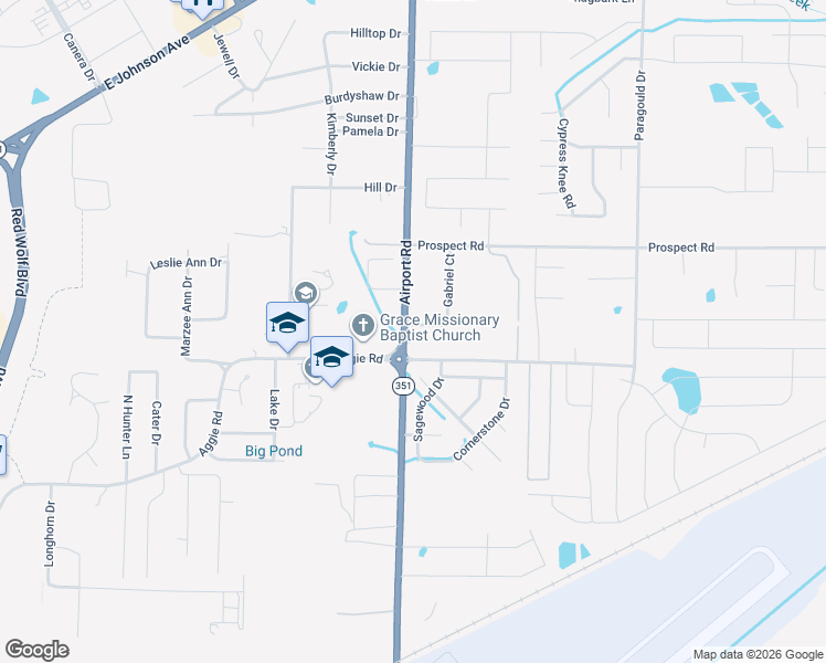 map of restaurants, bars, coffee shops, grocery stores, and more near 4001 Gabriel Court in Jonesboro