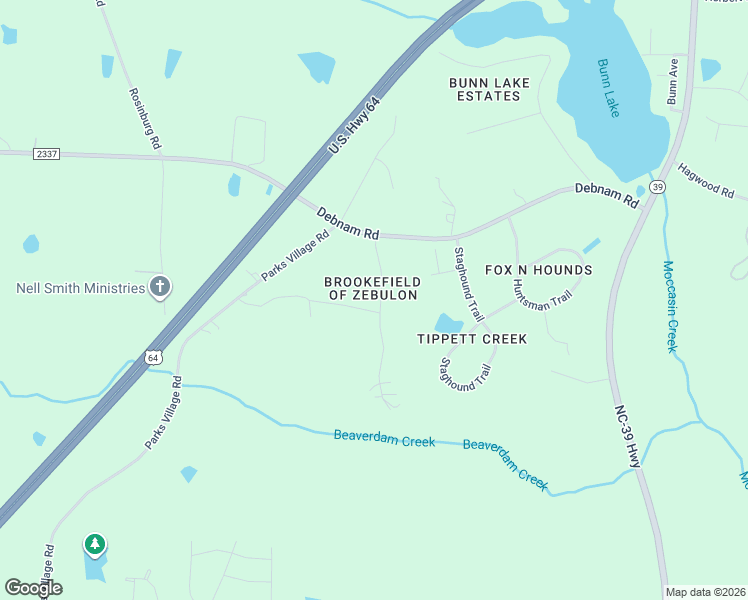 map of restaurants, bars, coffee shops, grocery stores, and more near 10624 Sunny Point Drive in Zebulon