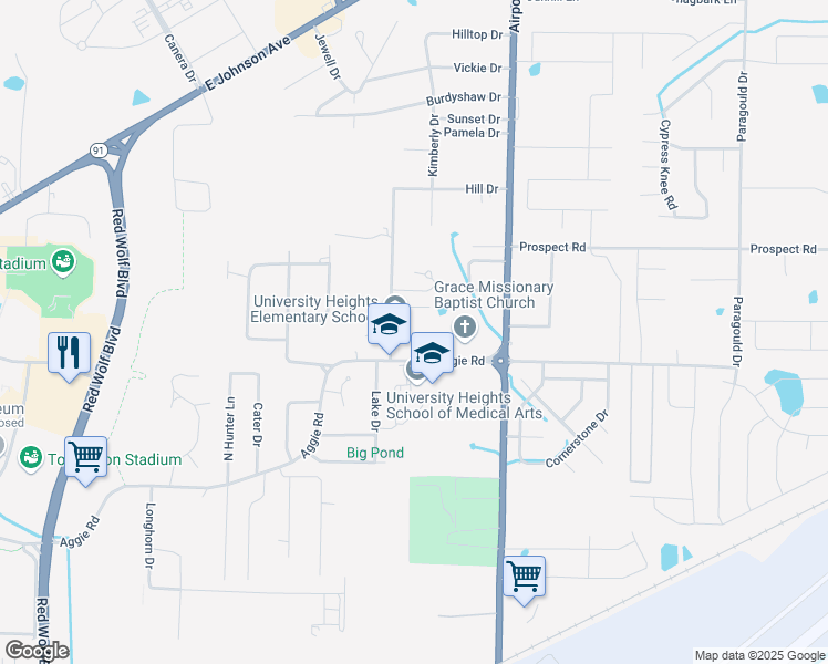 map of restaurants, bars, coffee shops, grocery stores, and more near 300 Bowling Lane in Jonesboro