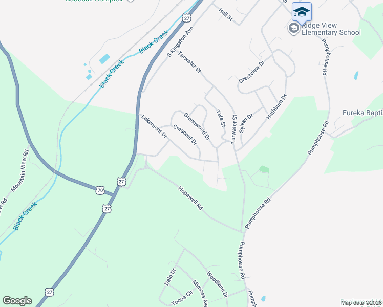 map of restaurants, bars, coffee shops, grocery stores, and more near 425 Lakemont Drive in Rockwood