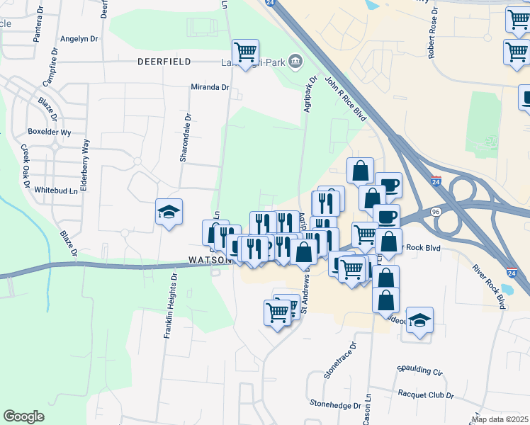 map of restaurants, bars, coffee shops, grocery stores, and more near 216 Cass Drive in Murfreesboro