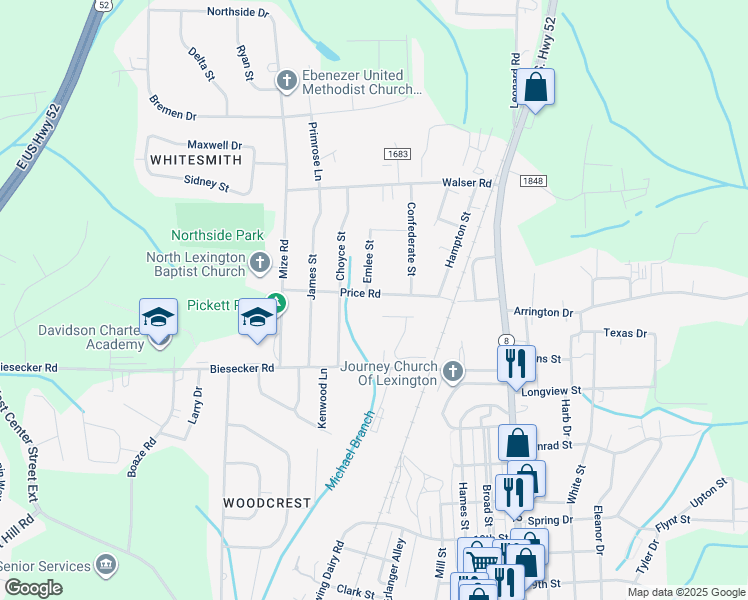 map of restaurants, bars, coffee shops, grocery stores, and more near 409 Price Road in Lexington